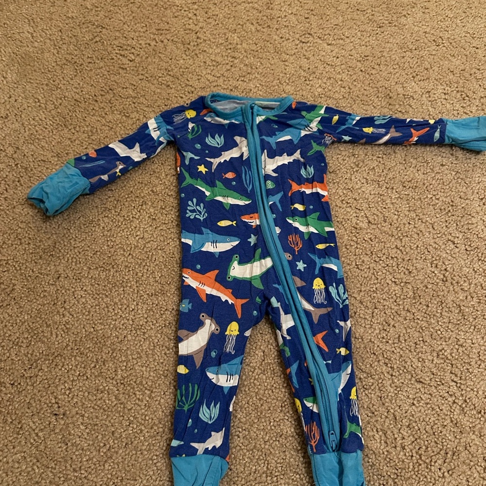 Little sleepies 0-3 month sharks zippy
